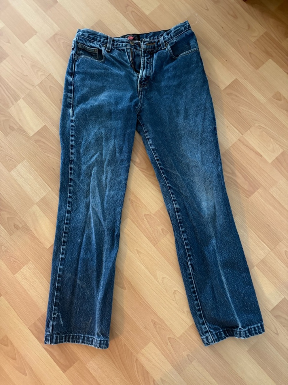 Classic and Vintage AEA Women's Dark Blue Straight-Leg Jeans - Dunagrees - 1977